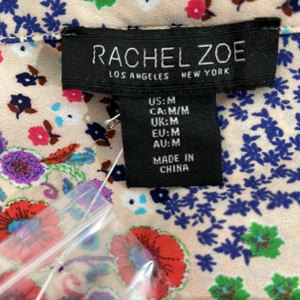Rachel Zoe Floral Print Short Sleeve Button Down Blouse Size Medium - Picture 5 of 7